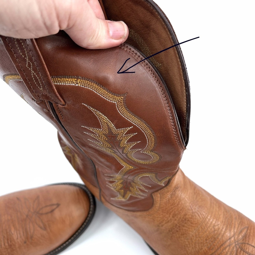 Tony Lama Leather Western Cowboy Boots Mens 12 Brown Rodeo Concert Ranch Work - Picture 13 of 16